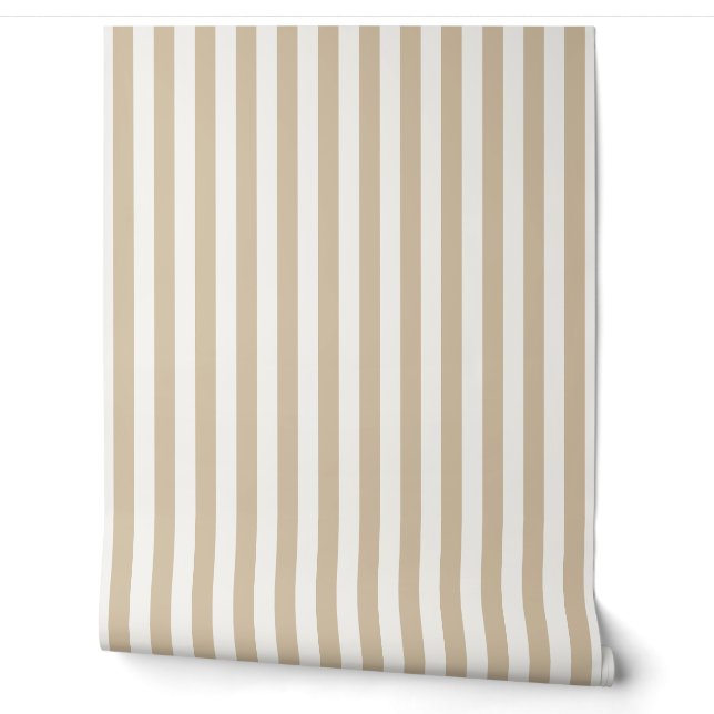 Papier Peint Rayure verticale beige et blanc (Déroulement)