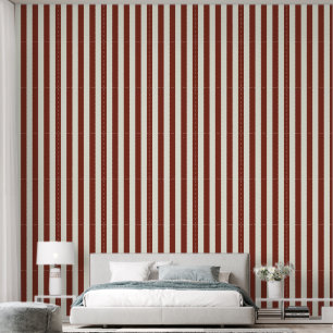Papier Peint Rayure verticale de 3" Terre rouge brun et blanc i