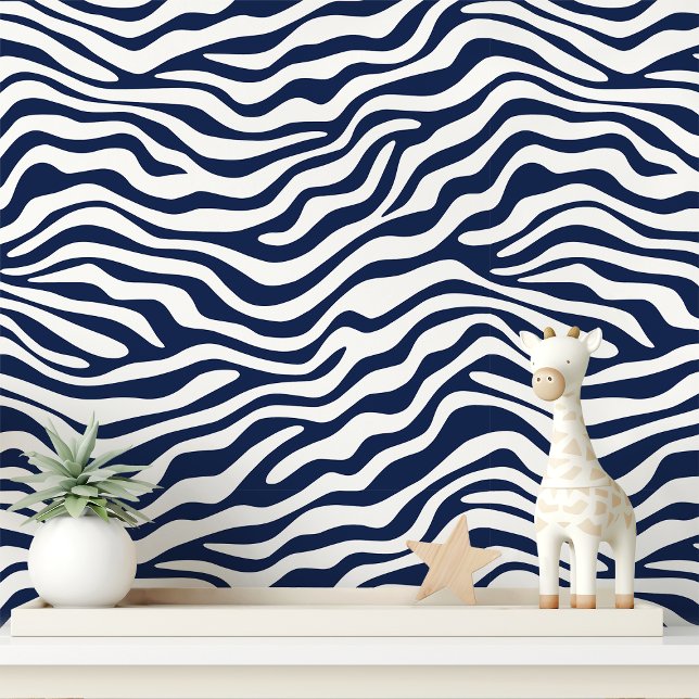 Papier Peint Rayure zèbre bleu marine et blanc (Créateur téléchargé)