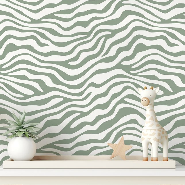 Papier Peint Rayure zèbre sage et blanc (Créateur téléchargé)