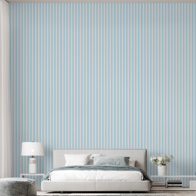 Papier Peint Rayures Bleu Clair (Chambre à coucher)