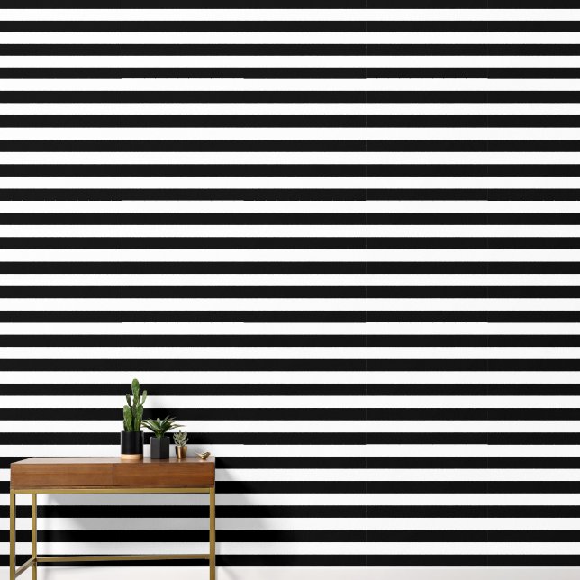Papier Peint Rayures Classiques Noir Et Blanc (Couloir)
