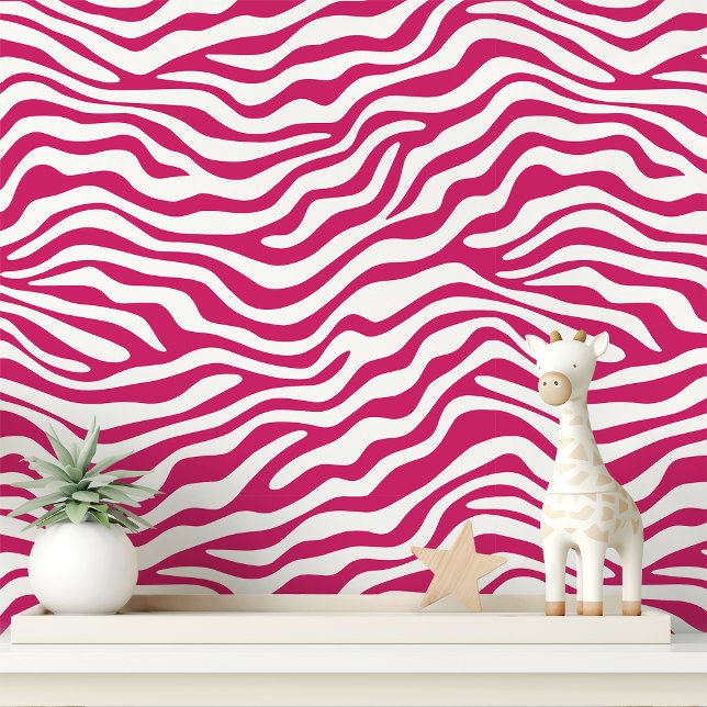 Papier Peint Rayures de zèbre rose vif et blanc (Créateur téléchargé)