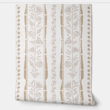 Rayures Florales Régence - Sable Beige - Crème