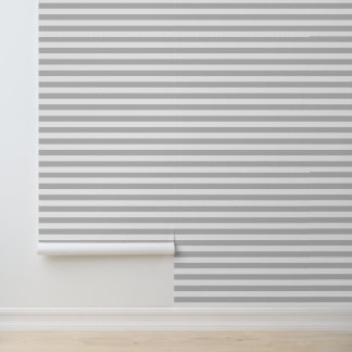 Papier Peint Rayures horizontales classiques gris clair et blan