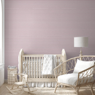 Papier Peint Rayures horizontales classiques mauves et blanches