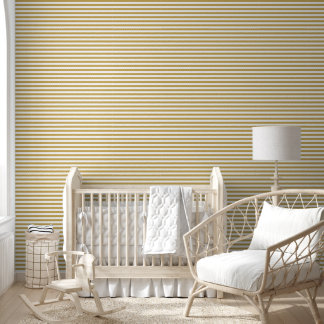 Papier Peint Rayures horizontales classiques Moutarde et Blanc