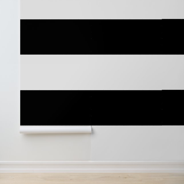 Papier Peint Rayures horizontales épaisses noires et blanches (Application)