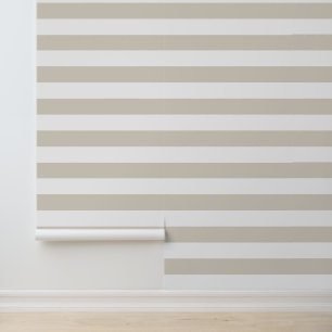 Papier Peint Rayures horizontales larges beige clair et blanc