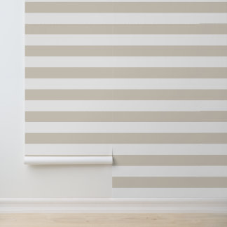 Papier Peint Rayures horizontales larges beige clair et blanc