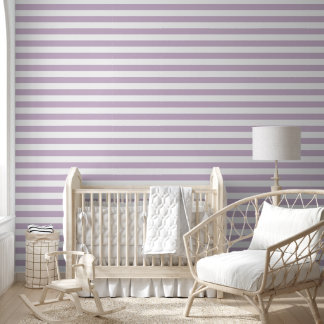 Papier Peint Rayures horizontales larges violettes et blanches
