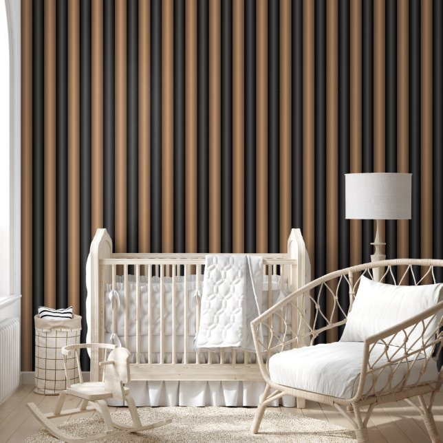 Papier Peint Rayures Marron Toastées de Style Moderne avec Prof (Enfants)