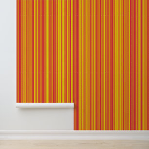 Papier Peint Rayures Orange Rouge Jaune