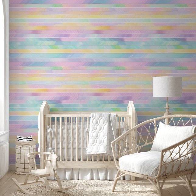 Papier Peint Rayures pastel abstraites (Enfants)