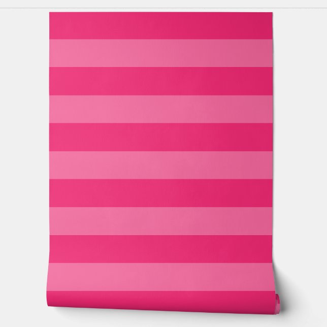 Papier Peint Rayures rose pâle et rose chaud (Déroulement)