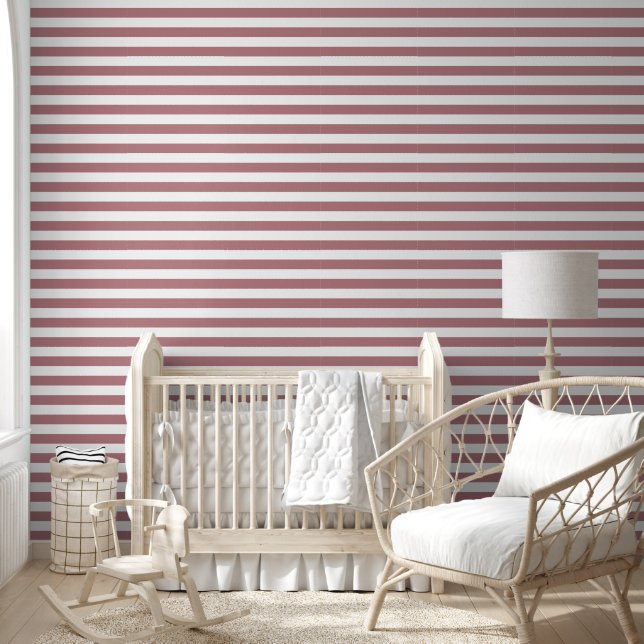 Papier Peint Rayures Rose Poussiéreux Moderne (Enfants)