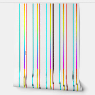 Papier Peint Rayures Traditionnelles Arc-en-Ciel
