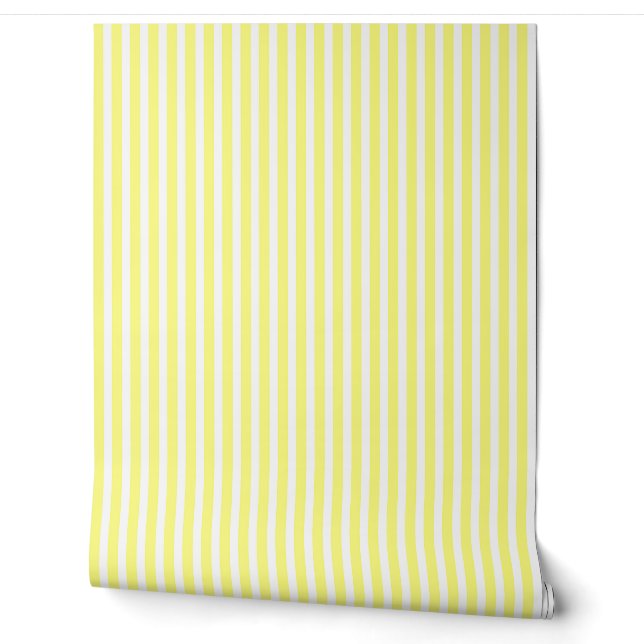 Papier Peint Rayures Traditionnelles Jaunes et Blanches (Déroulement)