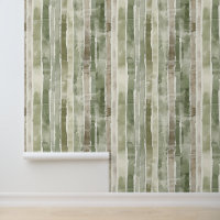 Rayures Vert Sauge Taupe Clair Aquarelle