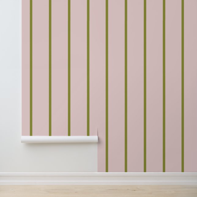 Papier Peint Rayures vertes sur fond rose sans couture (Application)