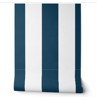 Papier Peint Rayures verticales de 6 pouces bleu marine et blan