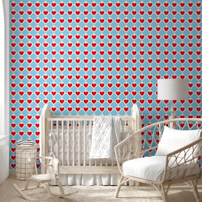 Papier Peint Red Heart Nursery Wallpaper (Enfants)