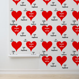 Papier Peint Red Hearts Couple Names