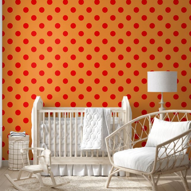 Papier Peint Red On Orange Pois Motif Design (Créateur téléchargé)