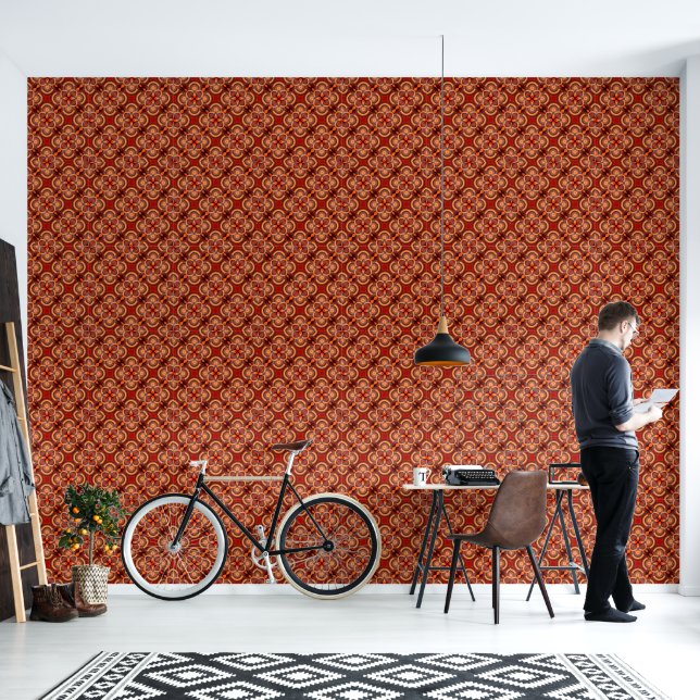 Papier peint Red Tribal Vinyl 2' x 4' (Salon)