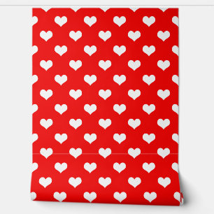 Papier Peint Red White Love Heart Motif Design