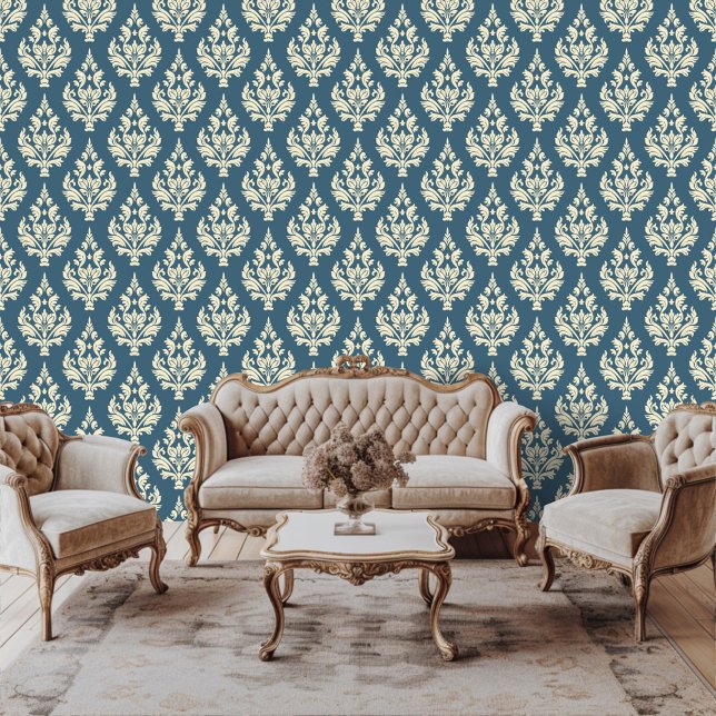 Papier Peint Regency Era Inspiré Damask Scroll Leafy (Créateur téléchargé)