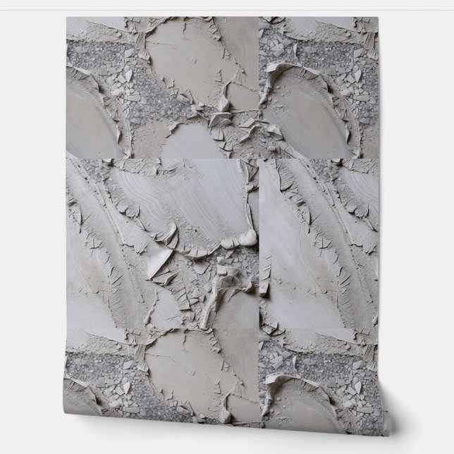 Papier Peint Relief en éclat de stuc texturé gris neutre (Déroulement)