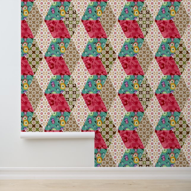 Papier Peint Repose de courtepointe patchwork Abstraite (Application)