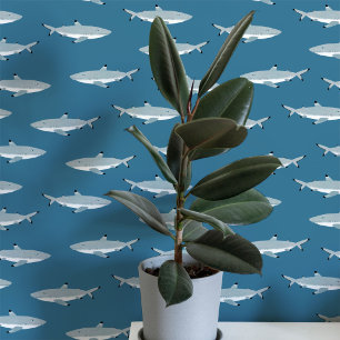 Papier Peint Requin Nautical sarcelle verte Art