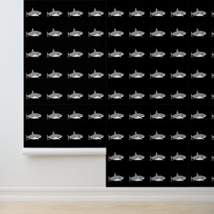 Papier Peint requins gris en noir