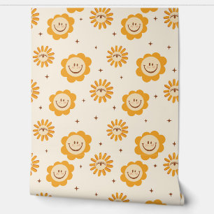 Papier Peint Retro Hippie Smile Faces