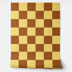 Papier Peint Rétro Marron Chocolat et Jaune Beurre