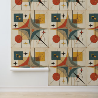 Papier Peint Retro Mid Century Atomic Geometric Pattern