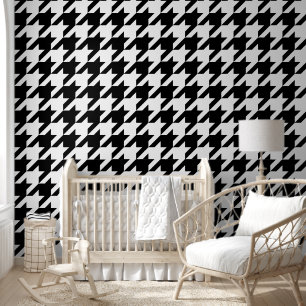Papier Peint Retro Moderne Noir Blanc Tissage des dents