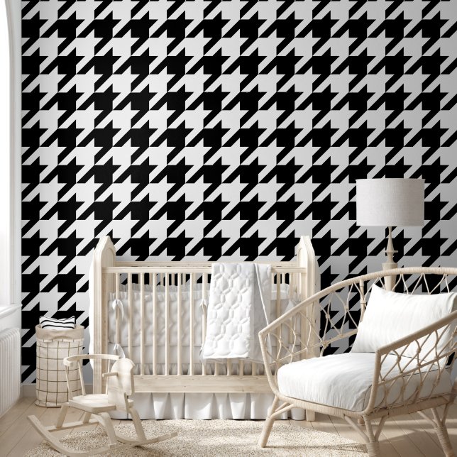 Papier Peint Retro Moderne Noir Blanc Tissage des dents (Enfants)