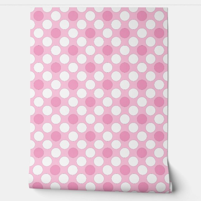 Papier Peint Rétro rose pois (Déroulement)
