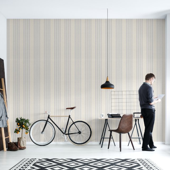 Papier Peint Retro vintage striped pattern wallpaper. (Salon)