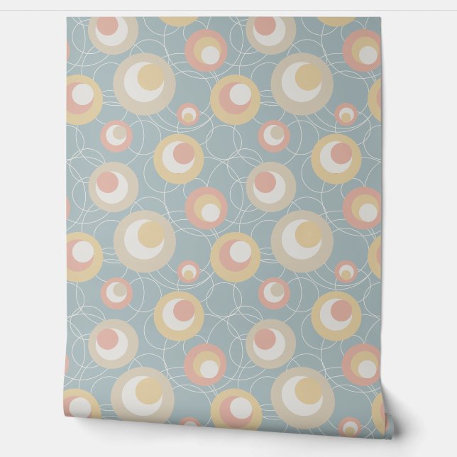 Papier Peint Retro Whimsy Pastel Leopard Spots et Cercles (Déroulement)