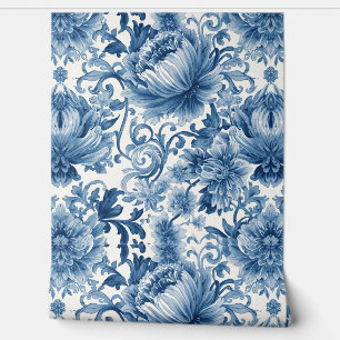 Papier Peint Rêves bleus   Chinoiserie aquarelle florale