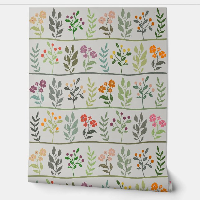 Papier Peint Rhapsodie botanique XL 4 silhouettes florales colo (Déroulement)
