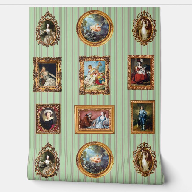 Papier Peint Rococo Art Cadre Antique Stripes (Déroulement)