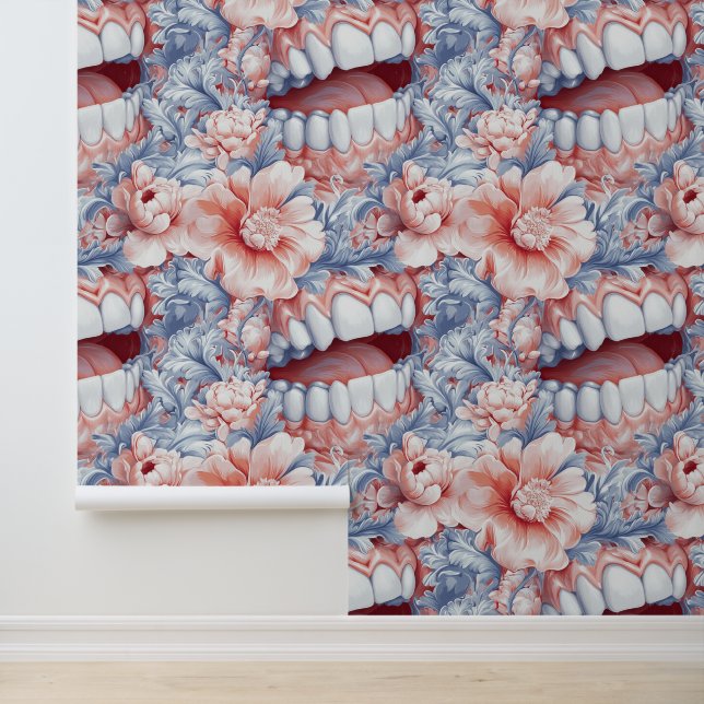 Papier Peint Rococo Art Dents Fleur Sourire Clinique dentaire D (Application)