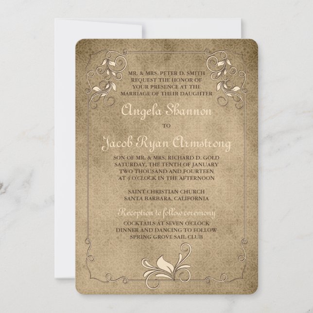 Papier peint Rococo vintage Faire-part de mariage  (Devant)