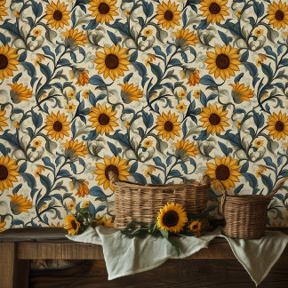 Papier Peint Roll 2'x10' Art nouveau Sunflower