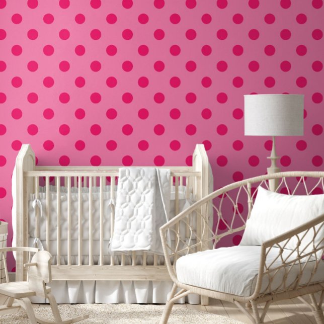 Papier Peint Rose Chaud Sur Pois Rose Design Motif (Créateur téléchargé)